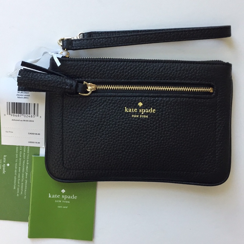 NWT Kate Spade Wristlet Black Leather Wallet - Picture 5 of 6